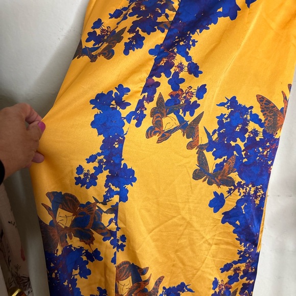 All Saints Asymmetrical Yellow and Blue Floral Skirt - Picture 6 of 7